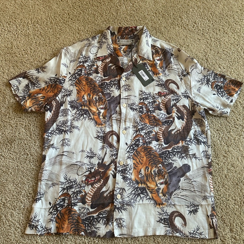 ALLSAINTS - Kali Relaxed Fit Button Down Camp Shirt Size M